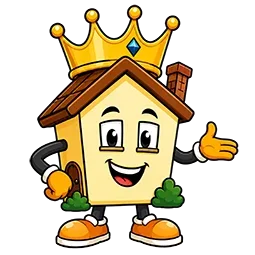 The Clean Out Kings crown-house mascot logo